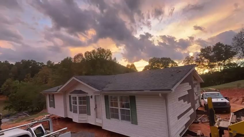 A home on site at sunset